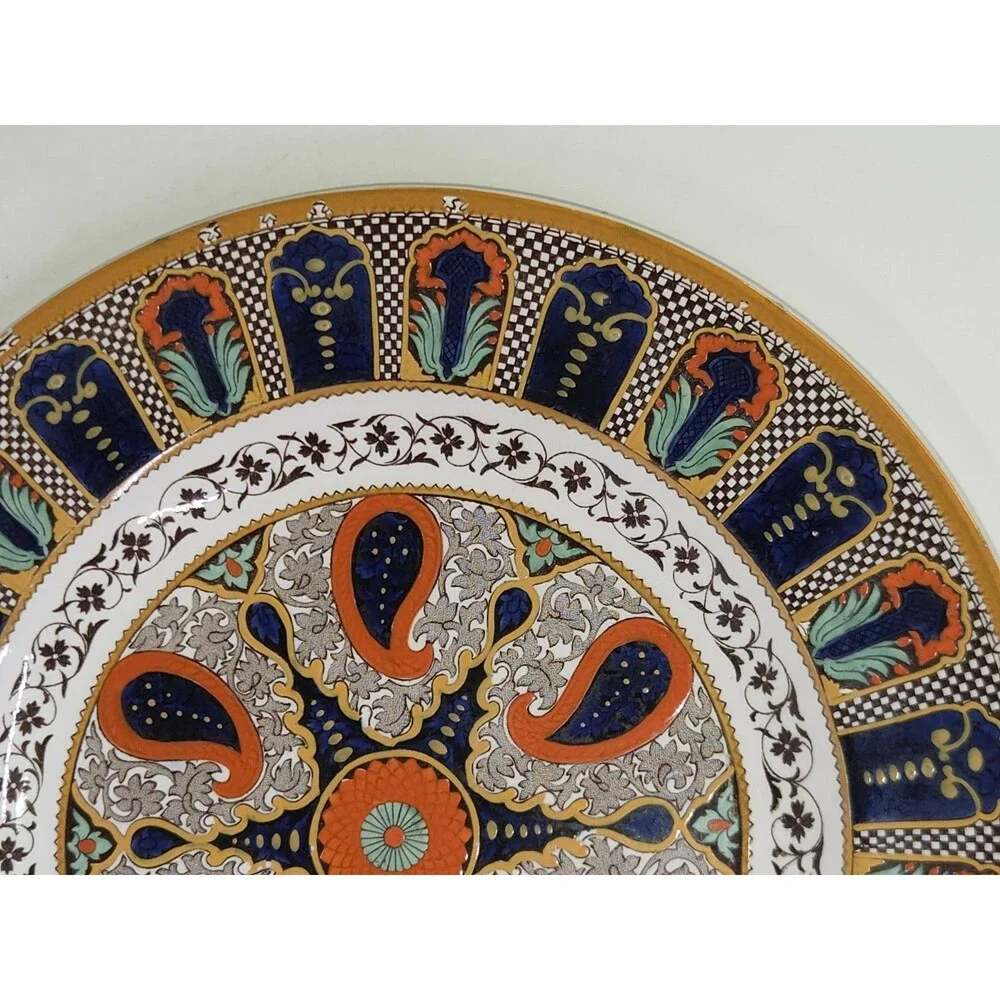 Antique Wedgwood Indian Plate Orange Hand Painted 10.5
